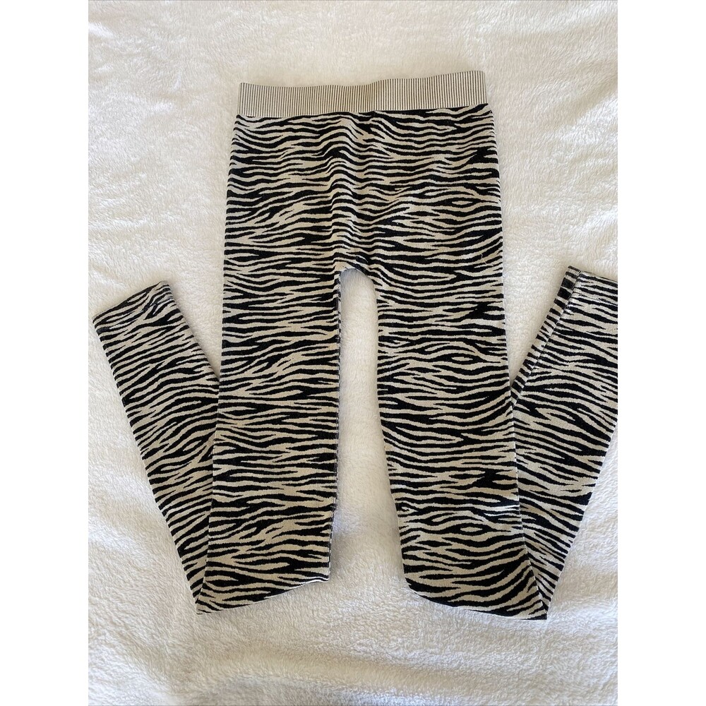 NWT Just Tees Seamless Zebra Leggings Stone/Black One Size